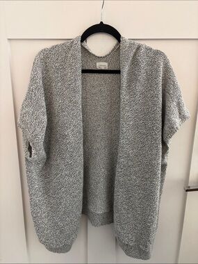 Open-Front Short-Sleeve Cardigan - Gray